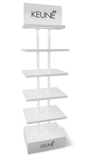 Billede af Keune Floor Display Hvid Metal Stander med 220V lys.